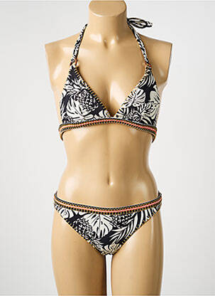 Maillot de bain 2 pièces stretch haut triangles beige LPB femme