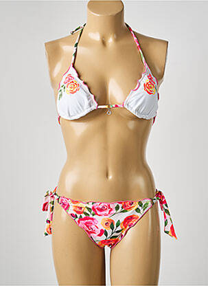 Maillot de bain 2 pièces stretch haut triangles blanc BANANA MOON femme