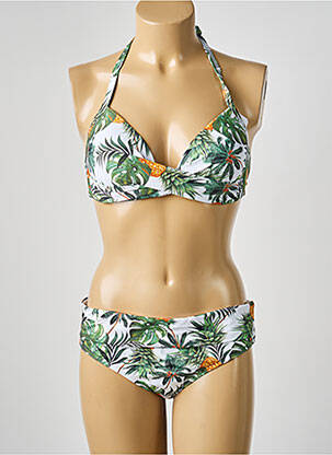 Maillot de bain 2 pièces stretch haut soutien-gorge moulé vert LPB femme