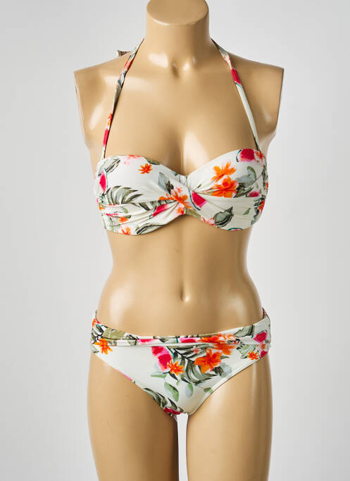 Maillot de bain 2 pièces stretch haut bandeau blanc LPB femme