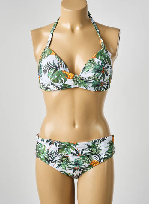 Maillot de bain 2 pièces stretch haut soutien-gorge moulé vert LPB femme