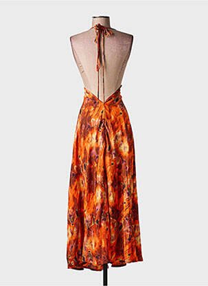 Robe longue tissage popeline sans manche orange LARAETHNICS femme
