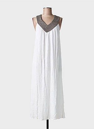 Robe longue sans manche sans manche blanc PINK PLANET femme