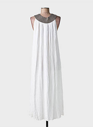 Robe longue sans manche sans manche blanc PINK PLANET femme