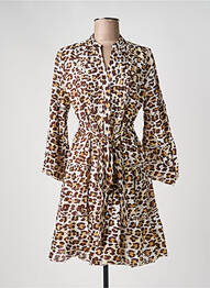 Robe mi-longue manches longues manches longues marron LARAETHNICS femme