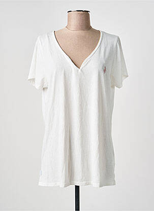 T-shirt sérigraphie floquée manches courtes blanc SUN VALLEY femme