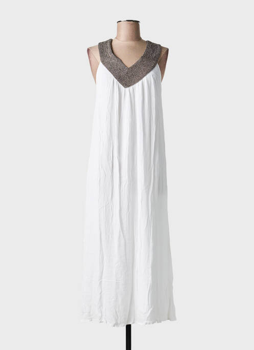 Robe longue sans manche sans manche blanc PINK PLANET femme