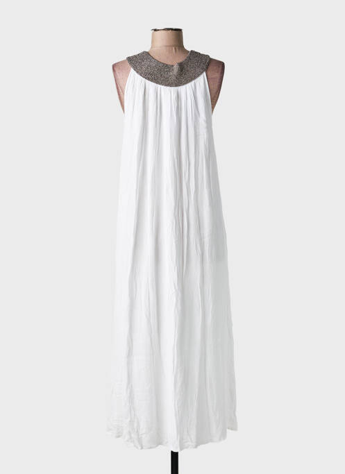 Robe longue sans manche sans manche blanc PINK PLANET femme