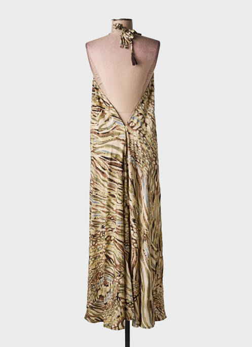 Robe longue imprimé fantaisie sans manche vert LARAETHNICS femme