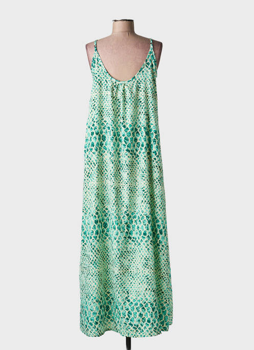 Robe longue imprimé fantaisie fines bretelles vert LARAETHNICS femme
