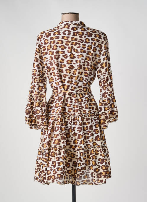 Robe mi-longue manches longues manches longues marron LARAETHNICS femme