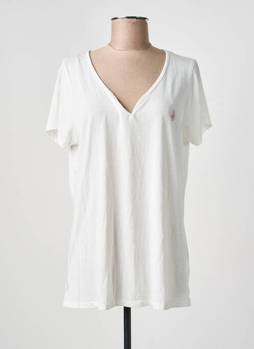 T-shirt sérigraphie floquée manches courtes blanc SUN VALLEY femme