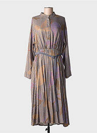 Robe longue manches longues manches longues marron NIU femme
