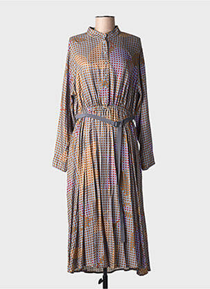 Robe longue manches longues manches longues marron NIU femme