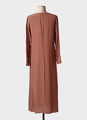 Robe longue tissage popeline manches longues marron ATTIC AND BARN femme