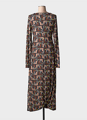 Robe longue manches longues manches longues marron MALIPARMI femme