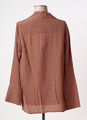 Blouse tissage popeline manches longues marron ATTIC AND BARN femme