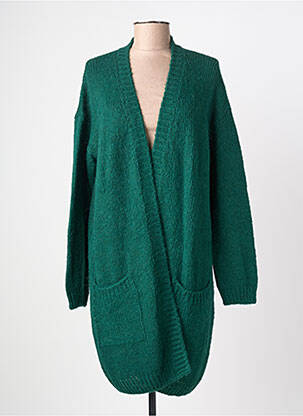 Gilet manches longues maille tricot vert NIU femme