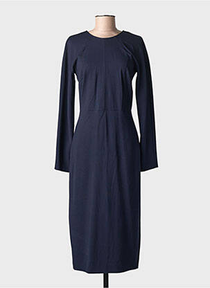 Robe mi-longue manches longues manches longues bleu SEMICOUTURE femme
