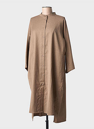 Robe mi-longue manches longues manches longues marron FRAU femme