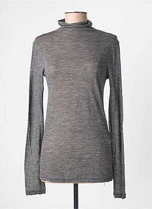 T-shirt coupe cintrée manches longues gris SEMICOUTURE femme