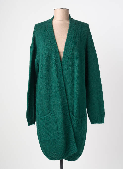 Gilet manches longues maille tricot vert NIU femme