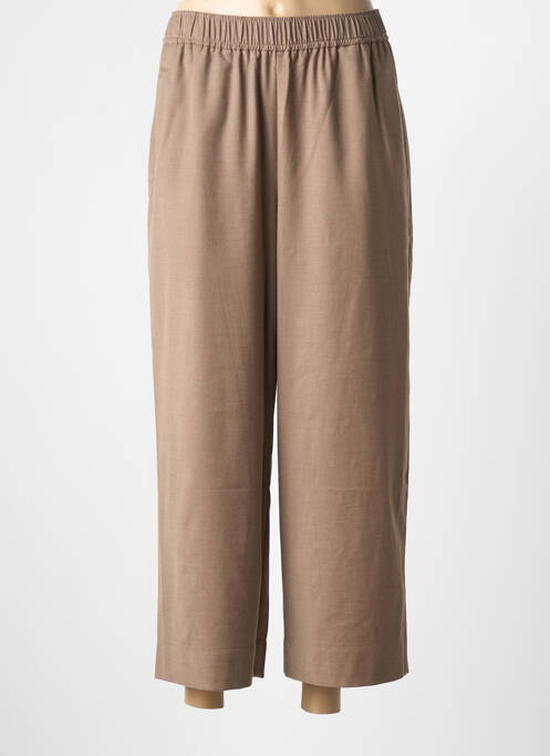 Pantalon large tissage popeline taille normale marron FRAU femme