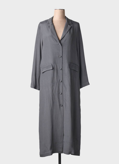 Robe longue tissage crêpe manches longues gris MOMONI femme