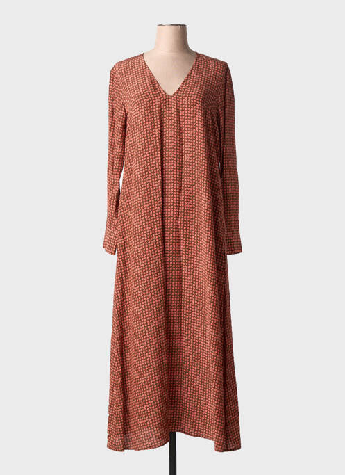 Robe longue imprimé fantaisie manches longues marron ATTIC AND BARN femme