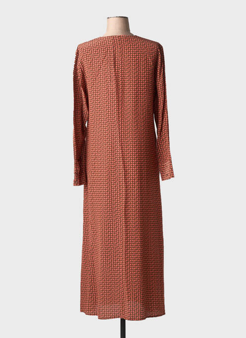 Robe longue imprimé fantaisie manches longues marron ATTIC AND BARN femme