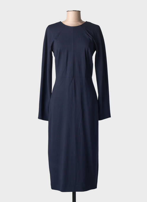 Robe mi-longue manches longues manches longues bleu SEMICOUTURE femme