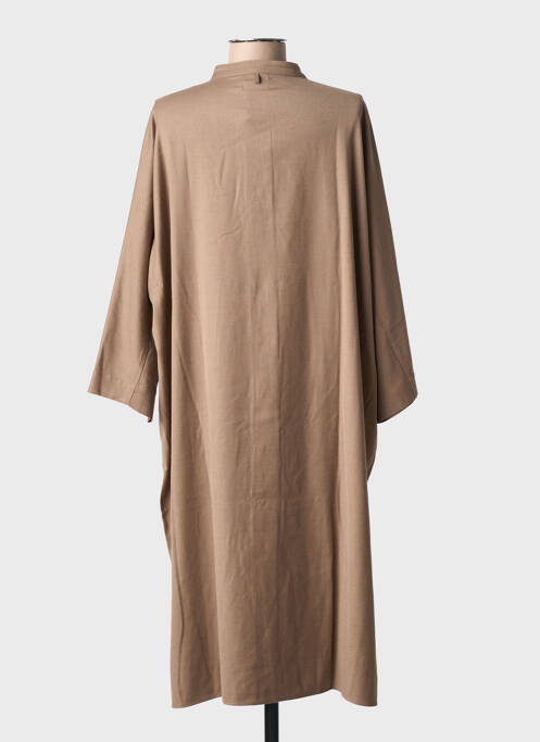 Robe mi-longue manches longues manches longues marron FRAU femme
