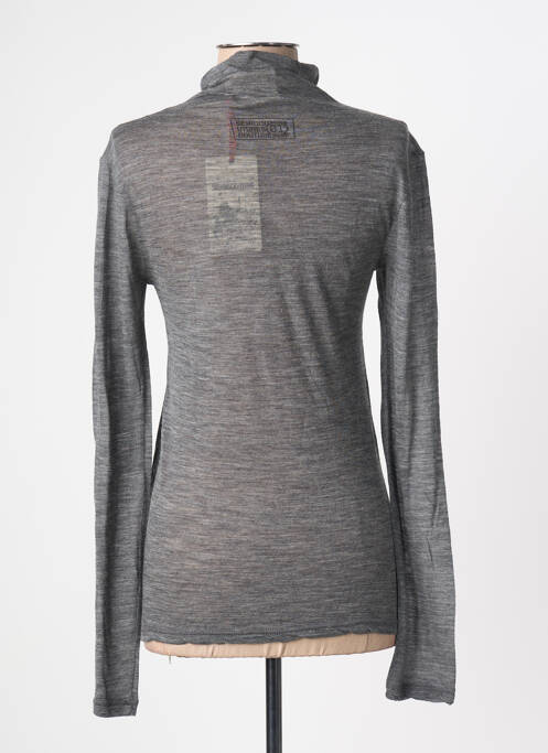 T-shirt coupe cintrée manches longues gris SEMICOUTURE femme