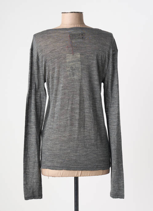 T-shirt col v manches longues gris SEMICOUTURE femme
