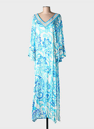 Robe longue manches longues manches longues bleu PHO FIRENZE femme