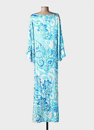 Robe longue manches longues manches longues bleu PHO FIRENZE femme
