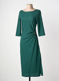 Robe mi-longue manches longues manches longues vert OPULLENCE femme
