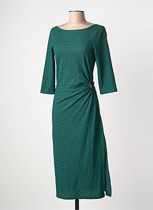 Robe mi-longue manches longues manches longues vert OPPULENCE femme