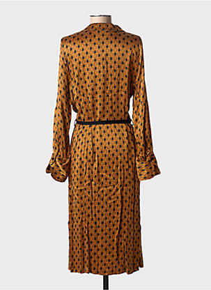 Robe mi-longue coupe fluide manches longues marron LA PETITE FRANCAISE femme