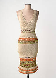 Robe mi-longue sans manche sans manche beige PHO FIRENZE femme