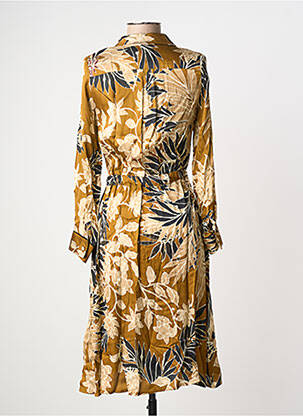 Robe mi-longue imprimé fleurs manches longues marron LA PETITE FRANCAISE femme
