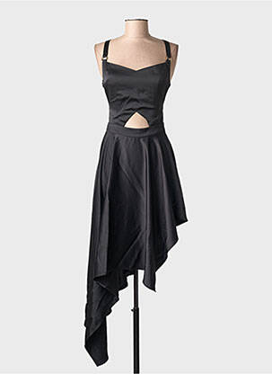 Robe mi-longue coupe fluide sans manche noir MAISON MONZERIAN femme
