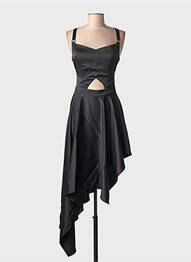 Robe mi-longue coupe fluide sans manche noir MAISON MONZERIAN femme