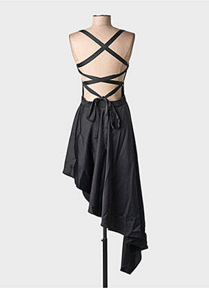 Robe mi-longue coupe fluide sans manche noir MAISON MONZERIAN femme