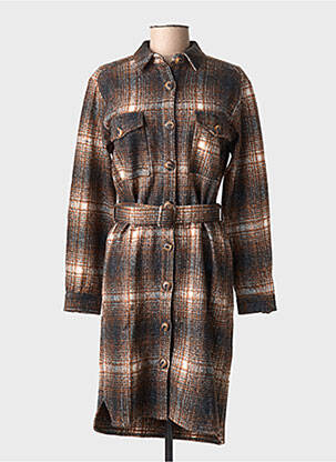 Robe mi-longue manches longues manches longues marron LA PETITE FRANCAISE femme