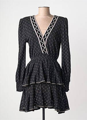 Robe mi-longue coupe fluide manches longues noir PHO FIRENZE femme
