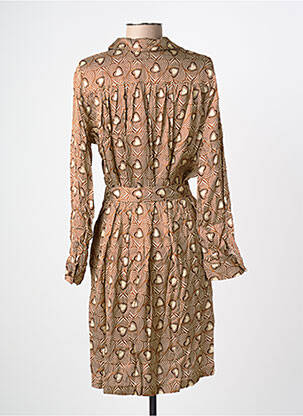 Robe mi-longue coupe fluide manches longues marron LA PETITE FRANCAISE femme