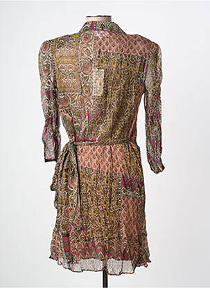 Robe mi-longue coupe fluide manches longues marron BELAIR femme
