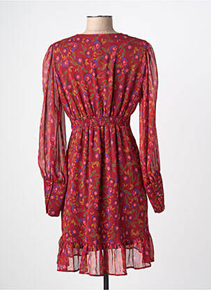 Robe mi-longue imprimé fleurs manches longues rouge JANE WOOD femme