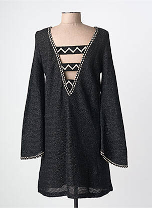 Robe mi-longue coupe fluide manches longues noir PHO FIRENZE femme